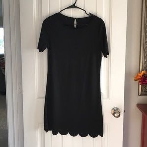 Short sleeve scallop trim mini dress